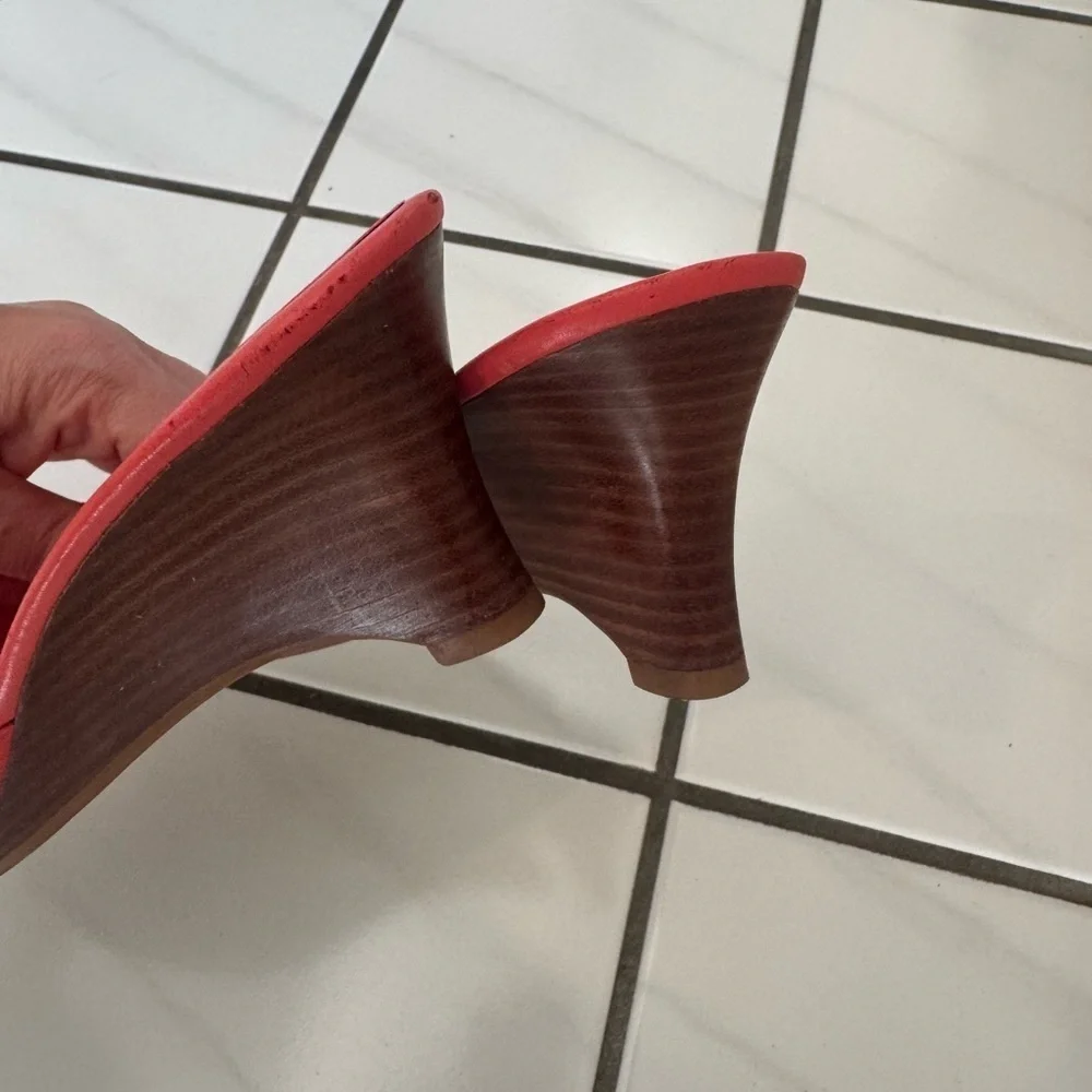 Talbots Red Platform Sandals with Wedge Heel